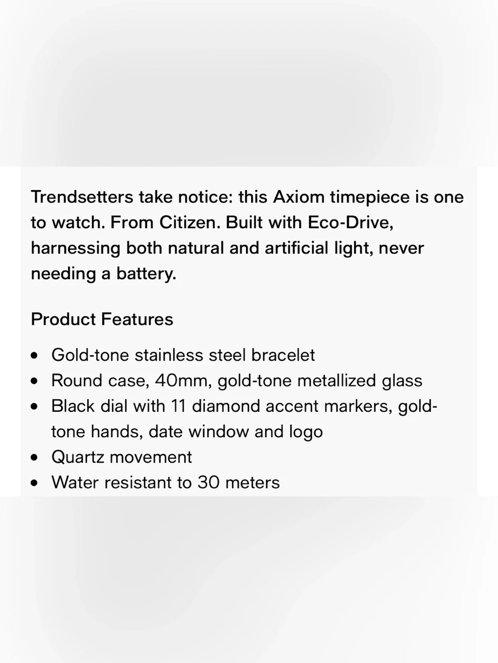 Citizen Men’s Eco-Drive Axiom Diamond Accent Gold Tone Watch